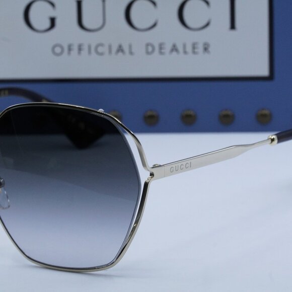 FINAL PRICE NEW GUCCI GG0818SA 005 GOLD GREY SUNGLASSES - Picture 4 of 10